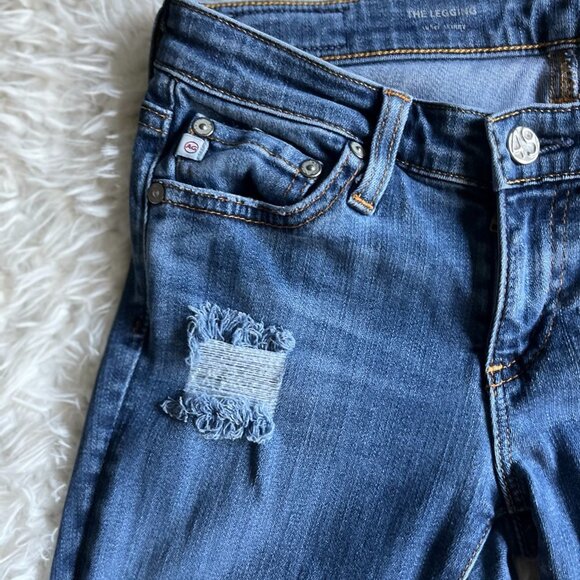 AG Adriano Goldschmied Skinny Ripped Jeans Blue Light Wash Size 24R. EUC - Picture 2 of 6